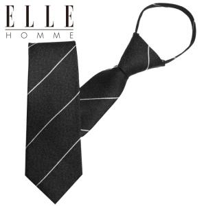 [엘르옴므][ELLE HOMME] 엘르옴므 실크 지퍼/자동 넥타이-펜슬 블랙 7cm