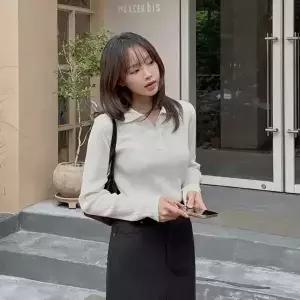 [제작/빅사이즈]이블렛 제니아 베이직 카라 골지 니트 제이스타일