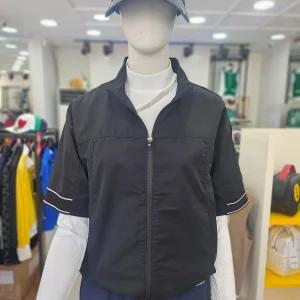 [까스텔바작]로고밴드 포인트 집업 반팔 베스트 BGEFVT502BK_DG