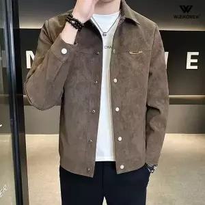 [위즈아이]남성 여름 남성 스웨이드 트러커 자켓 가을 겨울 기모 안감 워크 크롭 점퍼 아우터 WI244J