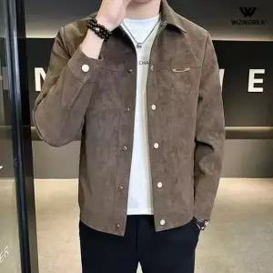 위즈아이 남성 스웨이드 트러커 자켓 가을 겨울 기모 안감 워크 크롭 점퍼 아우터 WI244J