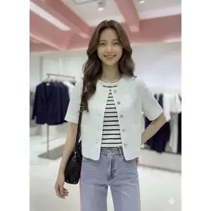 [롯데백화점]SOUP 크롭 반팔 노카라 재킷  SC5JK33C