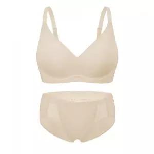 ELLE INNERWEAR [프리미엄][쿨 메쉬] 쉐딩 브라 팬티 세트 서포트핏 - 스킨 2277892