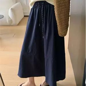 그라네아 롱스커트 플레어 A라인 밴딩 치마 네이비벌룬스커트 밴딩스커트