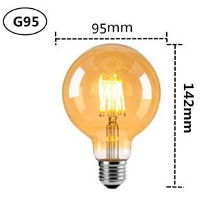 LED 에디슨 필라멘트 빛 Retr 전구 갈색 황금 G95 4W 6W 8W 2700K 디밍 E27 AC 220V 110V 조광기 레스토랑