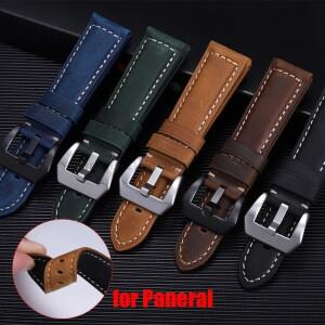 Panerai 고품질 소 호환용 가죽 크레이지 호스 스트랩 남자 스포츠용 팔찌 시계 밴드 20mm 22mm 24mm 26mm