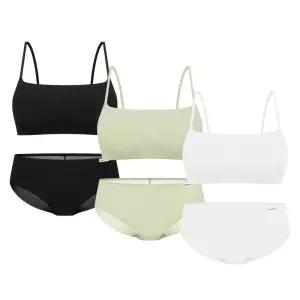 원더브라 Wonderbra 모달 스퀘어넥 브라팬티 6종세트 화이트+그린+블랙 WBW6N040506_T 958571