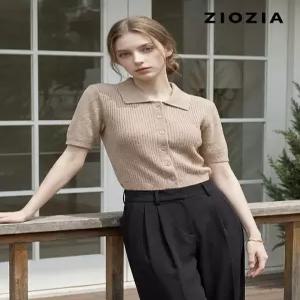 국내매장품 지오지아 ZIOZIA 특가 W 여성 반팔 카라 니트티셔츠 가디건 (AFD2EC1102) 319279