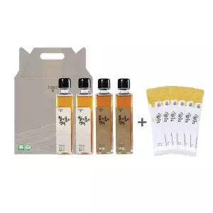 참기름의 정석 국산 참기름들기름 세트 150ml X 4병+스틱 들기름 6매