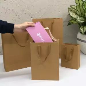 세로 무지 크라프트 직사각쇼핑백 대 종이가방