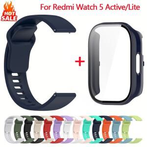 Xiaomi Redmi Watch 5 액티브 밴드용 실리콘 스트랩+케이스 스마트워치 액세서리 watch5 액티브/라이트 스