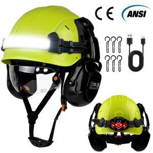안전모선풍기 CE ABS LED 헤드라이트 스트립 경고등 경량 건설 라이트 PPE ANSI 모드 작업 4가지