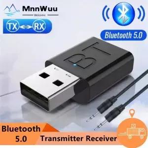 2in1 USB 블루투스 리시버 5.0 무선 오디오 어댑터 3.5mm Aux 차량용 키트 음악 가정/차량 스테레오 사운드