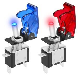 1pcs 멀티 컬러 LED 토글 스위치 12V 20A 안전 커버 자동차 트럭 경주 용 적합한 SPST 3 핀 로커 암