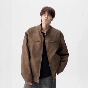 남성 스트리트 라이더 가죽 재킷 봄가을 차이나 코트