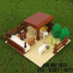 재미 있은 동물 조립  장난감 암소 집 돼지 오리 연못 14세 이상를위한 데스크탑 장식 사용 팬