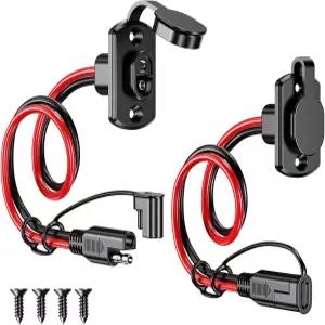 Depvko 2개 SAE 퀵 커넥터 하니스 1피트 12AWG 어댑터 수컷 플러그 암컷 소켓 케이블 방수 연장 코드