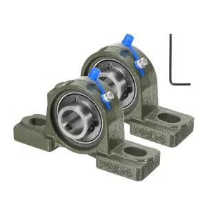 uxcell 2개 UCP204 필로우 블록 베어링 20mm 보어 자동 정렬 솔리드 주철 베이스 장착 크롬강