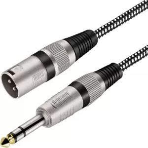 KINXIYU XLR 수컷-1/4인치 TRS 케이블 3피트 나일론 꼬임 3핀 수컷-쿼터인치 6.35mm 밸런스드 인터커넥트