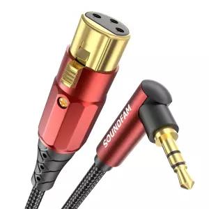 SOUNDFAM 3.5mm to XLR 프리미엄 마이크 케이블 1.5FT 90도 직각 TRS 1/8인치 AUX 사운드 카드 캠코더 등용
