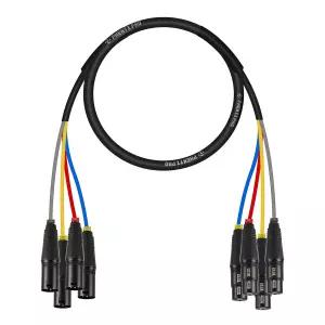 Phenyx Pro 4채널 3피트 XLR 마이크 스네이크 케이블 PCBL-4IN1-3-V3 색상 구분 디자인 3핀 수-암 24 AWG