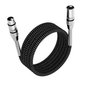 FIBBR XLR 케이블 3피트/1미터 마이크 나일론 꼬임 수컷-암컷 헤비 듀티 밸런스드 프리앰프/스피커 시스템