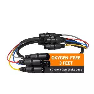 Phenyx Pro 4채널 3피트 XLR 마이크 스네이크 케이블 PCBL-4IN1-3-V2 색상 구분 디자인 3핀 수-암 24 AWG