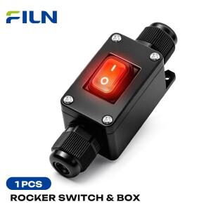 FILN 6A 방수 로커 스위치 박스 12V 24V 110V 220V 3핀 KCD1 ON OFF 인라인 케이블 토글 LED 표시등 포함