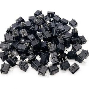 100개 푸시 버튼 스위치 10x15mm SPST 2Pin 3A 250V KCD1 스냅인 On/Off 보트 로커 10MM x 15mm 미니 소형