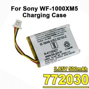 소니 WF-1000XM5 XM5 772030용 3.85V 500mAh 배터리 새 무선 헤드셋 충전 케이스 + 도구