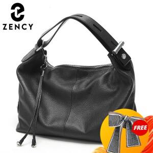 Zency 100% 호환 가죽 대형 여성 탑 핸들 숄더백 토트 핸드백 지갑 블랙 호보 백 겨드랑이 지퍼