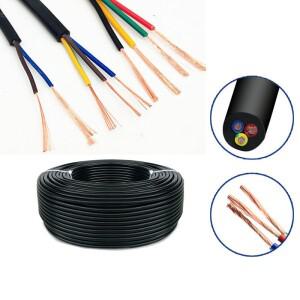 5m 24 AWG 22 20 RVV 2345678 코어 구리선 도체 전기 케이블, 검정색 소프트 피복 와이어