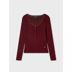 [후아유][AK수원점] [후아유] 여성 Ribbed Henley neck Pullover WHKAG4822F