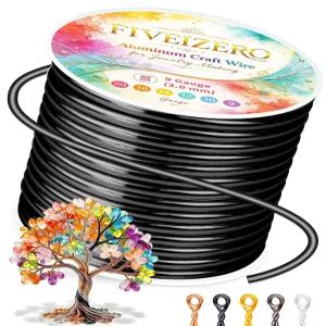 FIVEIZERO 9게이지 알루미늄 공예용 와이어 주얼리 제작용 32.8피트 블랙 강한 지지력과 단단하면서도