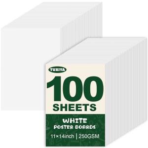 TUXIYA 100팩 화이트 250GSM 벌크, 헤비 포스터 공예, x 35.6c 드로잉