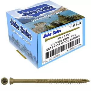 제이크 세일즈 9번 2-1/2인치 청동 코팅 다목적 목재 나사 Torx/스타 드라이브 트림 헤드 1파운드 - 수 약