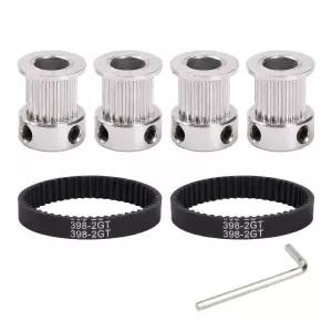 RPS-IND 4PCS GT2 타이밍 풀리 20T 5mm 보어 벨트 및 헥스 키 포함 산화 처리된 폭 알루미늄 합금 피치