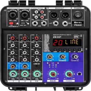4채널 블루투스 USB/MP3 재생 및 노래방 DJ 홈 스튜디오 라이브 사운드를 위한 48V 팬텀 파워가 포함된