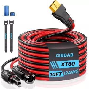 LiFePO4 배터리 RV 휴대용 발전소 발전기용 캡 및 와이어 타이가 있는 10FT 12AWG XT60 태양광 충전 케이블