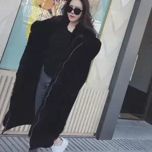 검정 페이크퍼 롱코트 여성 겨울 자켓 여성의류