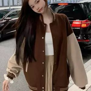 여성 배색 포인트 오버핏 스타일 기모 안감 간절기 초겨울 야구 점퍼