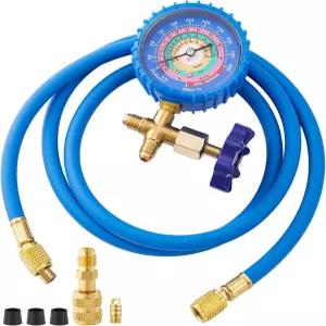 Otolyle R410A 충전 키트 AC 호스 R410A·R134A·R404A·R22용 저압 게이지 포함 미니 스플릿 냉매 도구