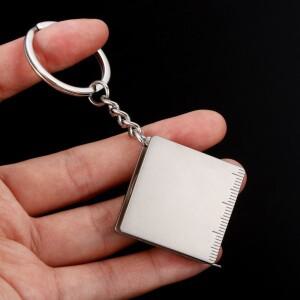 휴대용 스테인레스 스틸 개폐식 테이프 측정 도구 33mm 미니 스퀘어 키체인 센티미터 인치 더블 체중계