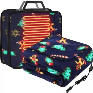 투안세 58 x 43인치 12볼트 전기 히터 담요 플러그인 휴대용 전기차 담요(시가 라이터 온도 조절기 RV 트럭