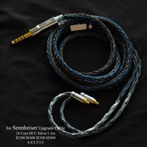 MMCX Sennheiser 이어폰 케이블 24 코어 실버 도금 OCC 업그레이드 IE200 용 마이크가있는 헤드폰 와이어
