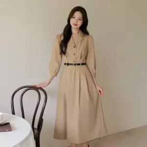 시크라인 XXL까지) 카엘리스 벨트 셔츠 원피스 가을 하객룩 오피스룩 데이트룩 격식룩 빅사이즈