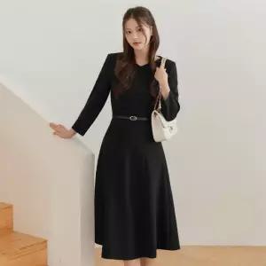 시크라인 XXL까지) 텔리앙 벨트 플레어 원피스 가을 하객룩 오피스룩 데이트룩 격식룩 빅사이즈