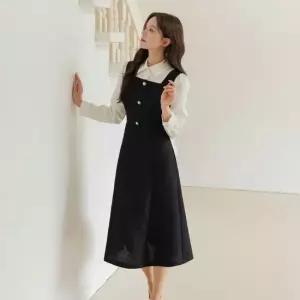 시크라인 XXL까지) 비렐 누아 레이어드 펄 트위드 원피스 가을 하객룩 오피스룩 데이트룩 격식룩 빅사이즈