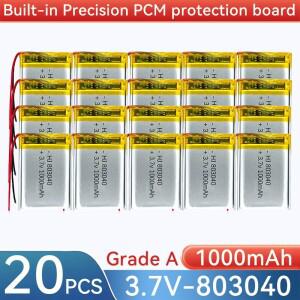 전자책 태블릿 장난감용 1000mah 3.7V 803040 리튬 폴리머 충전식 배터리 모바일 포켓 교체