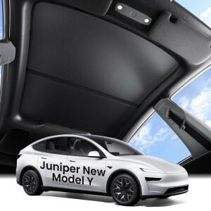Zanch Tesla 모델 Y 주니퍼 선쉐이드 쉐이드 자외선 맞춤형 접이식 | 블랙 스냅온 핏, 열 처짐 설치, 차단, 2025-2026용, 루프 없음,